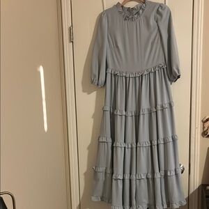 Elegant Light Blue Ruffled Dress